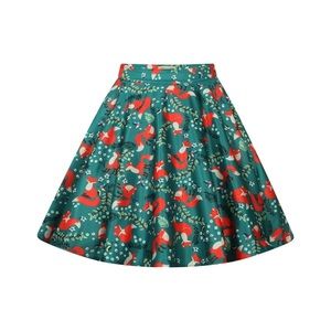 Lindy Bop Green Fox Skirt Medium US 8 UK 12